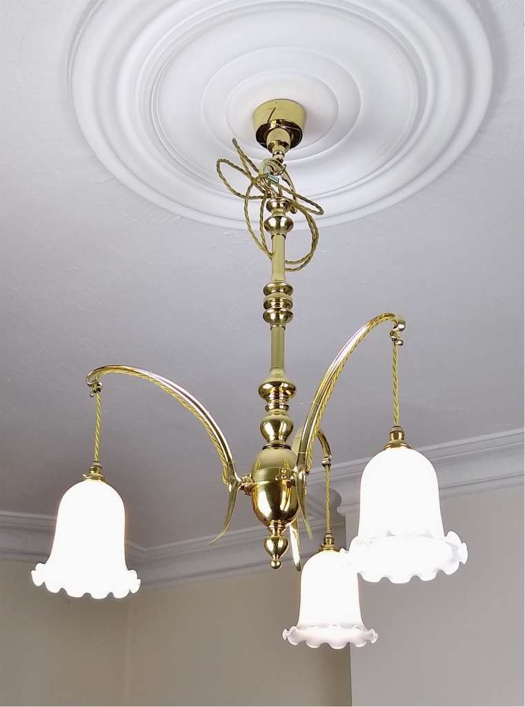  Quality arts and crafts ceiling light in brass