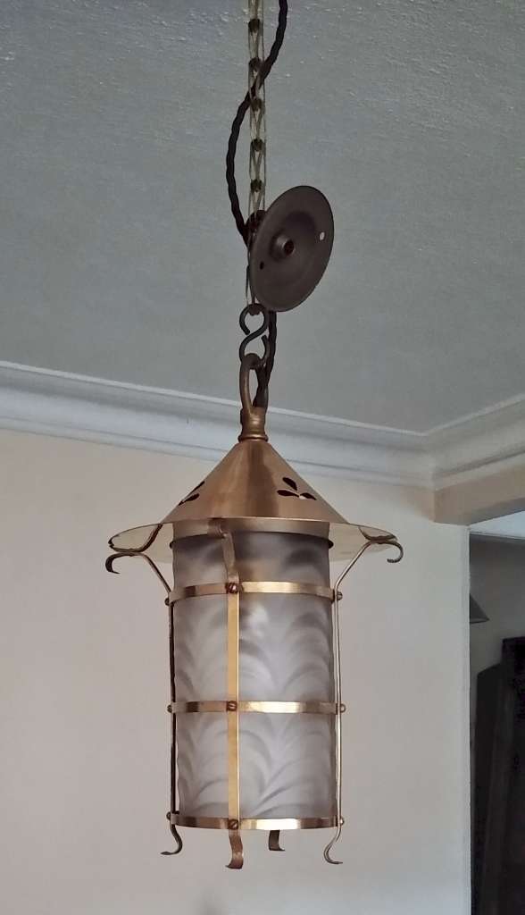 Arts and crafts ceiling light in brass