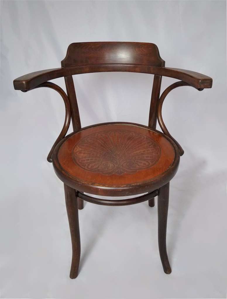 Bentwood armchair , generous proportions , stained beech