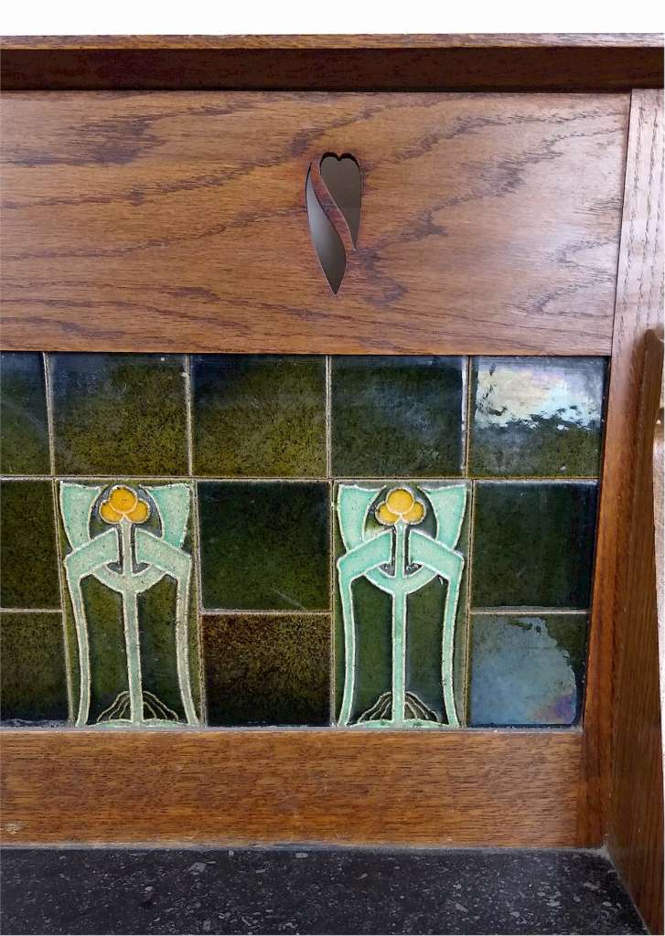 Arts and crafts tile backed washstand