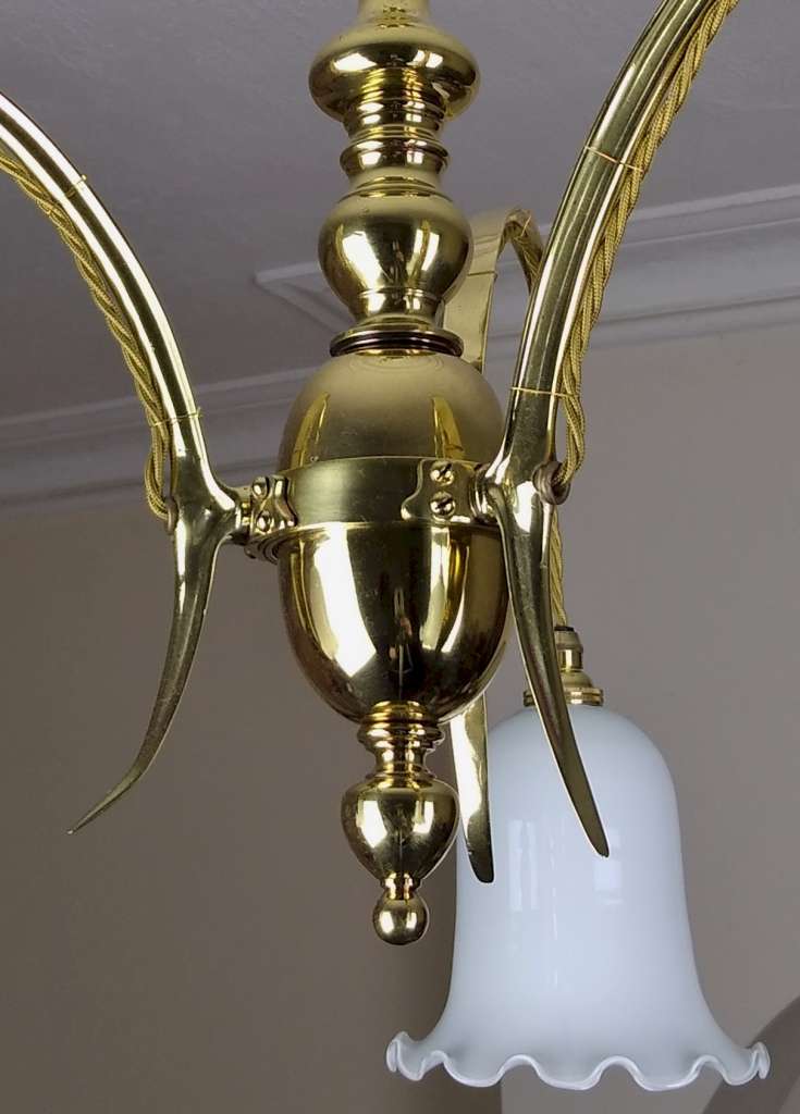  Quality arts and crafts ceiling light in brass