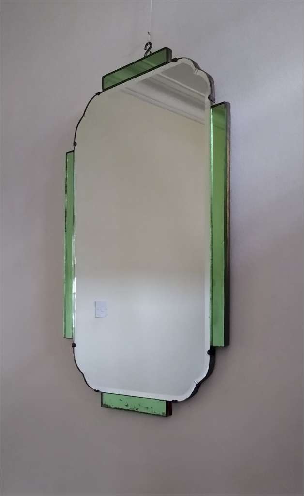 Art Deco mirror with green glass