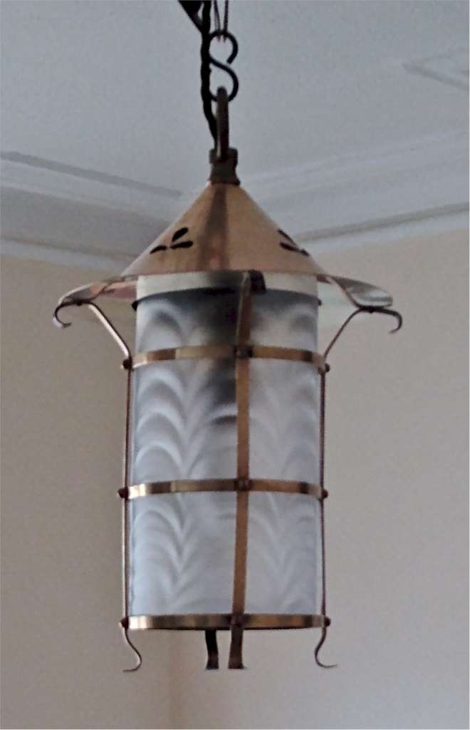 Arts and crafts ceiling light in brass