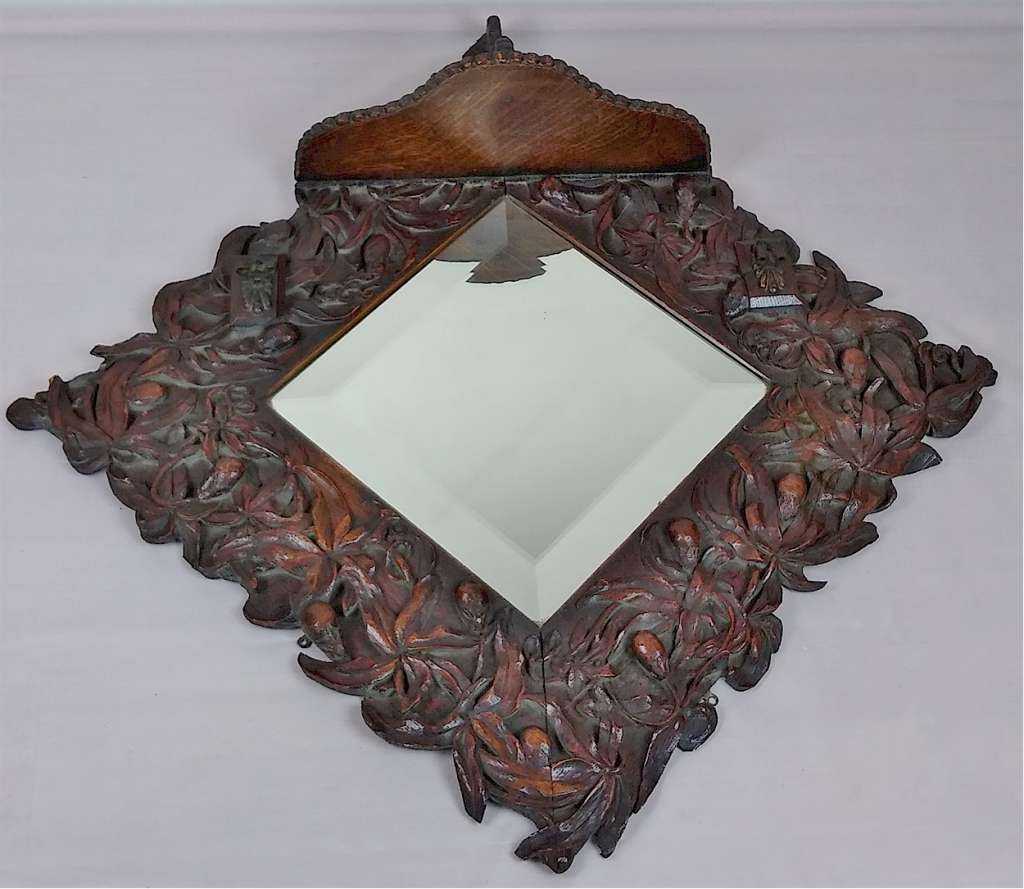 Magnificant Victorian carved oak mirror