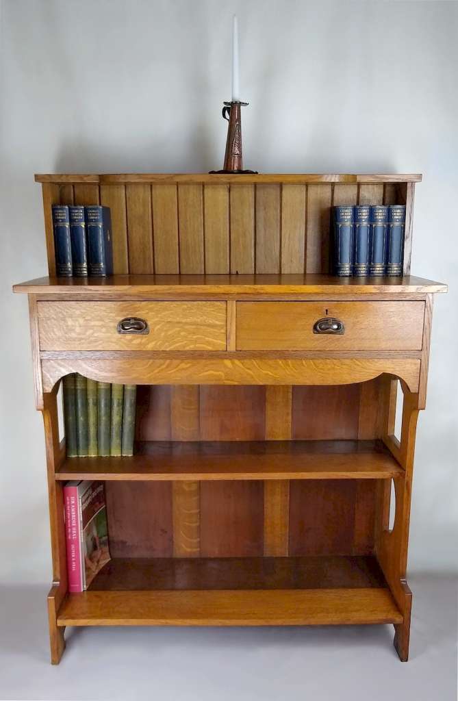 Arts and crafts server / bookcase in golden oak