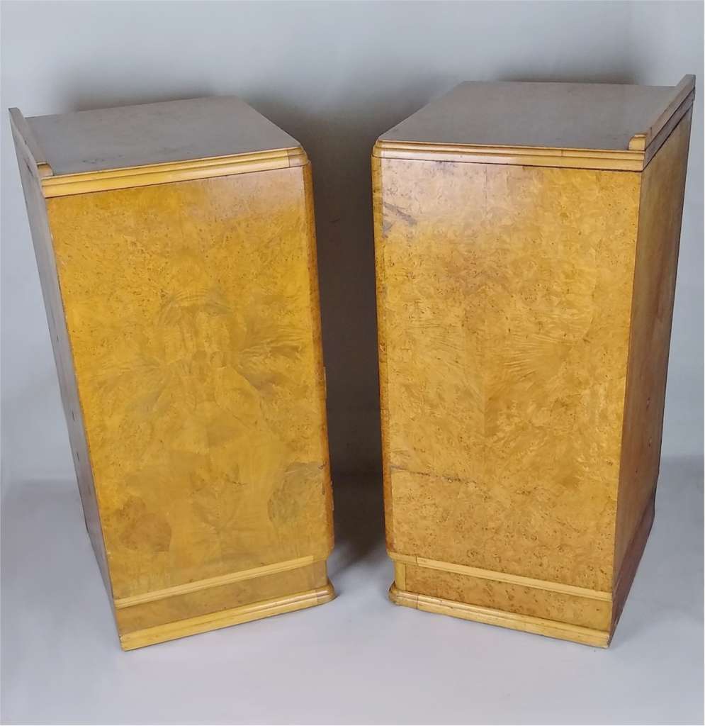 quality pair of blond art deco bedside cabinets