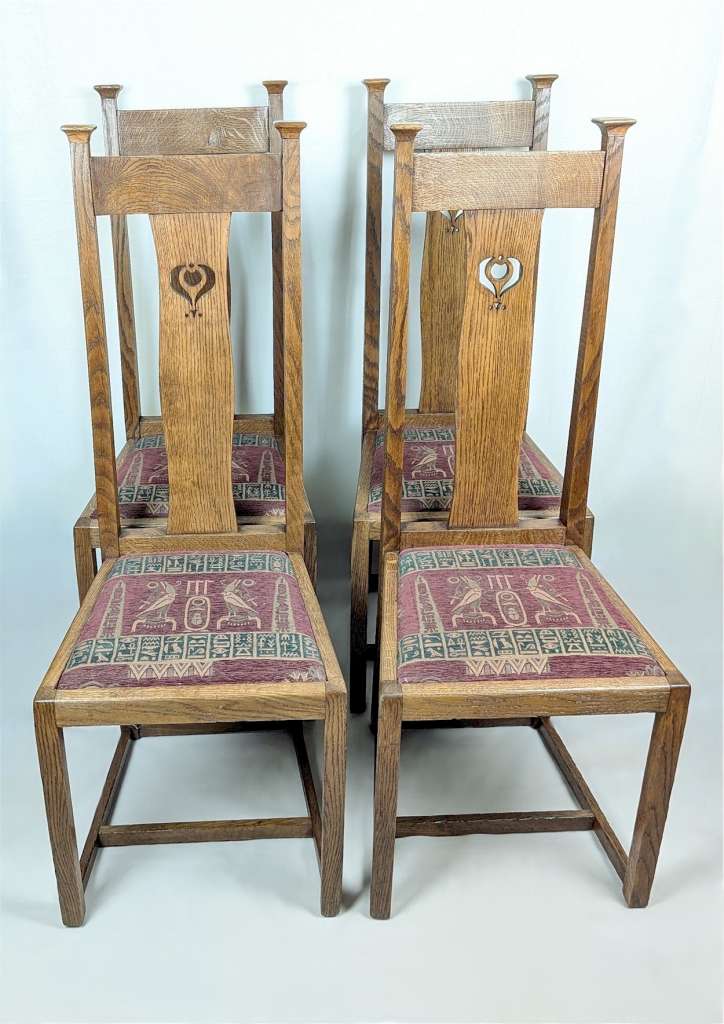 4 Scottish arts and crafts chairs in oak