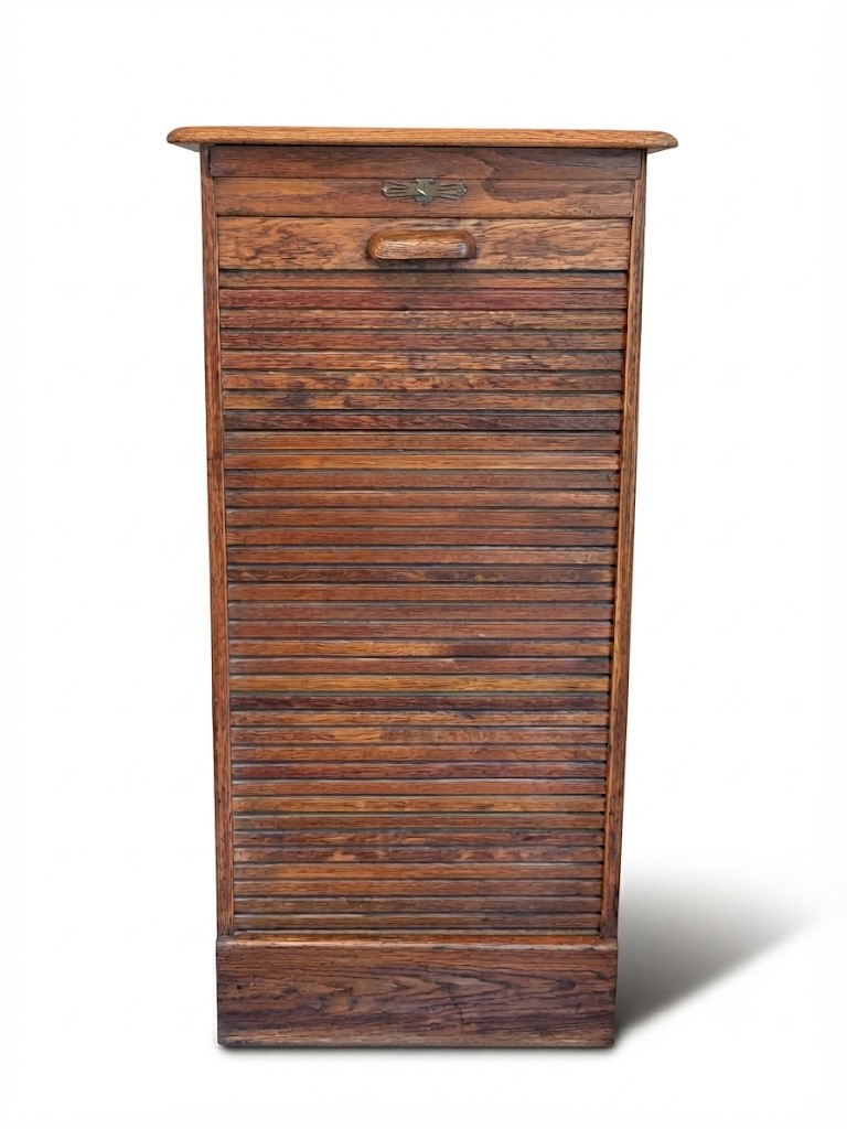 9 drawer oak tambour front filing cabinet