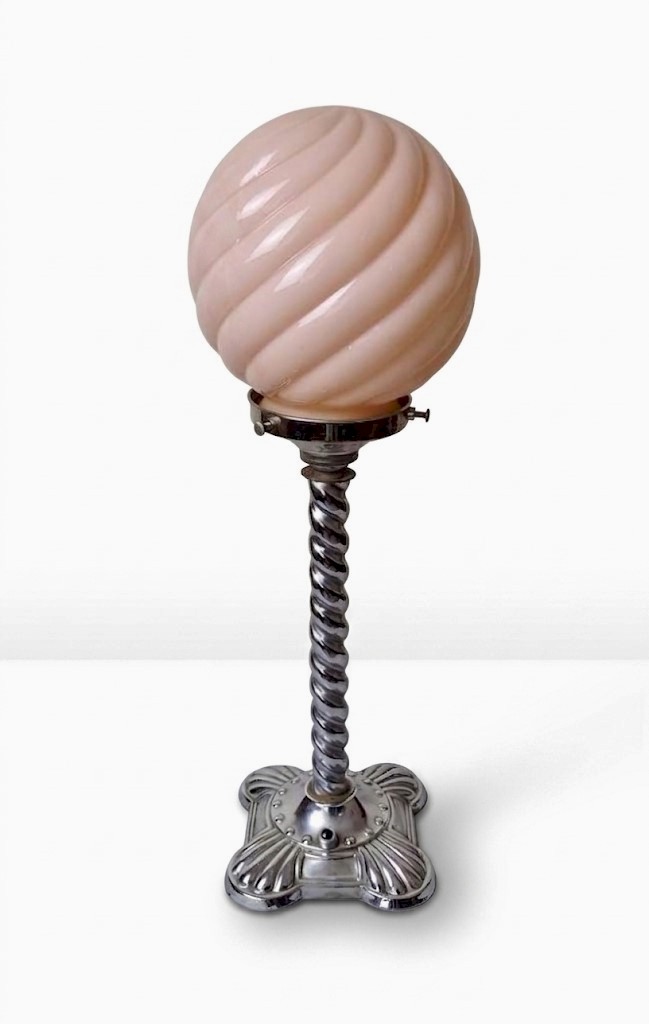 Art Deco table lamp in chrome and glass