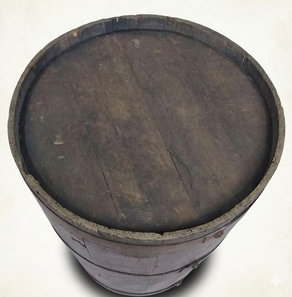 Substantial arts and crafts log bin in oak