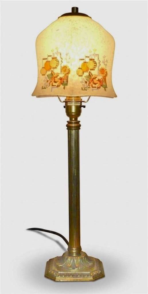 1920s brass table light with chinese lantern shade