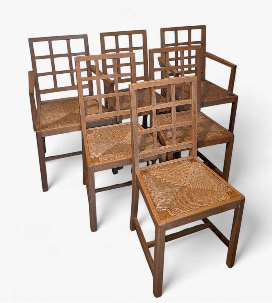  Set of 6 ( 4+2 ) Heals lattice back chairs pale oak
