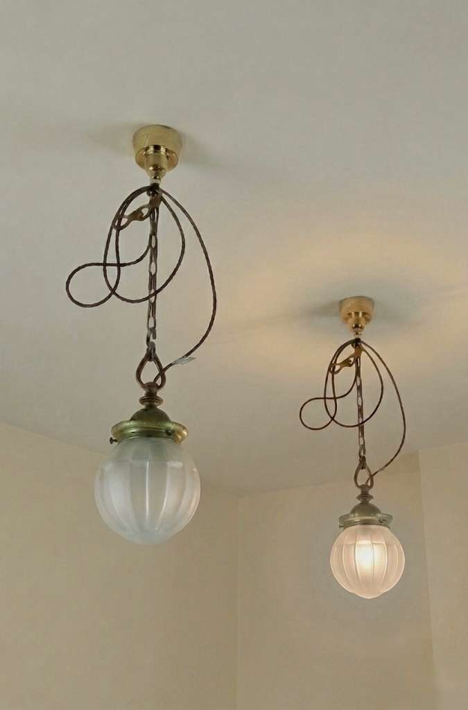 Pr of 1920's art deco ceiling lights