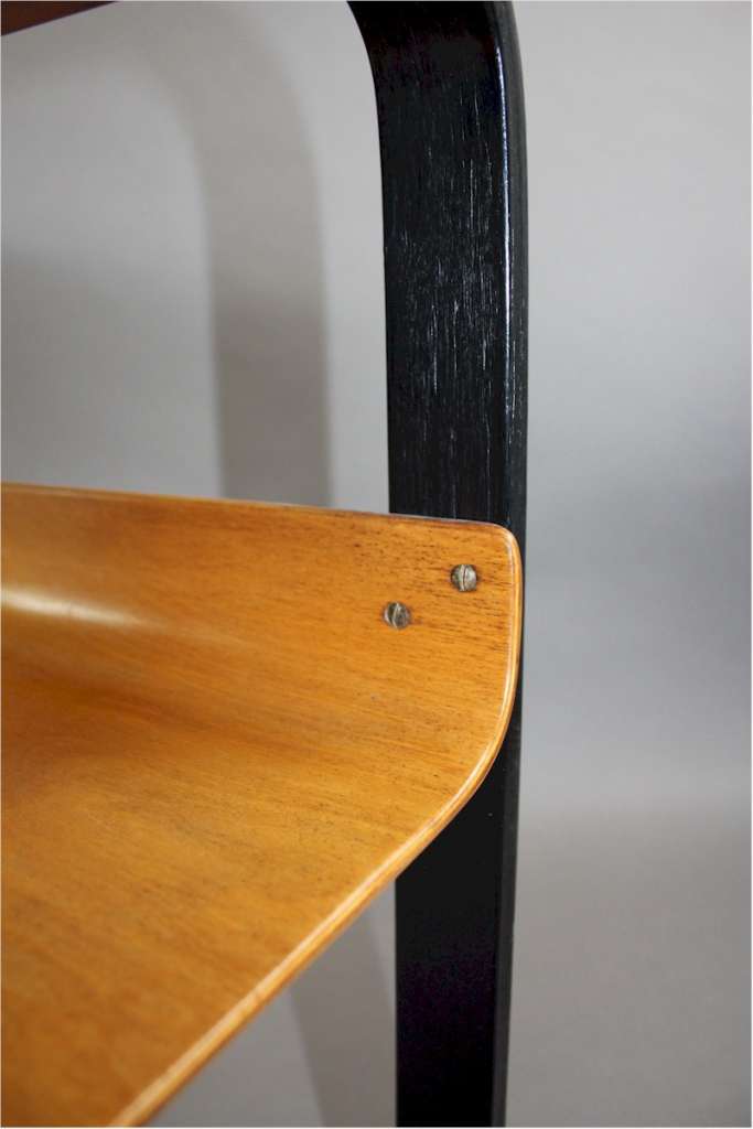 Alvar Aalto two tier Piamio occasional table no 915 ebonised legs with birch top and shelf