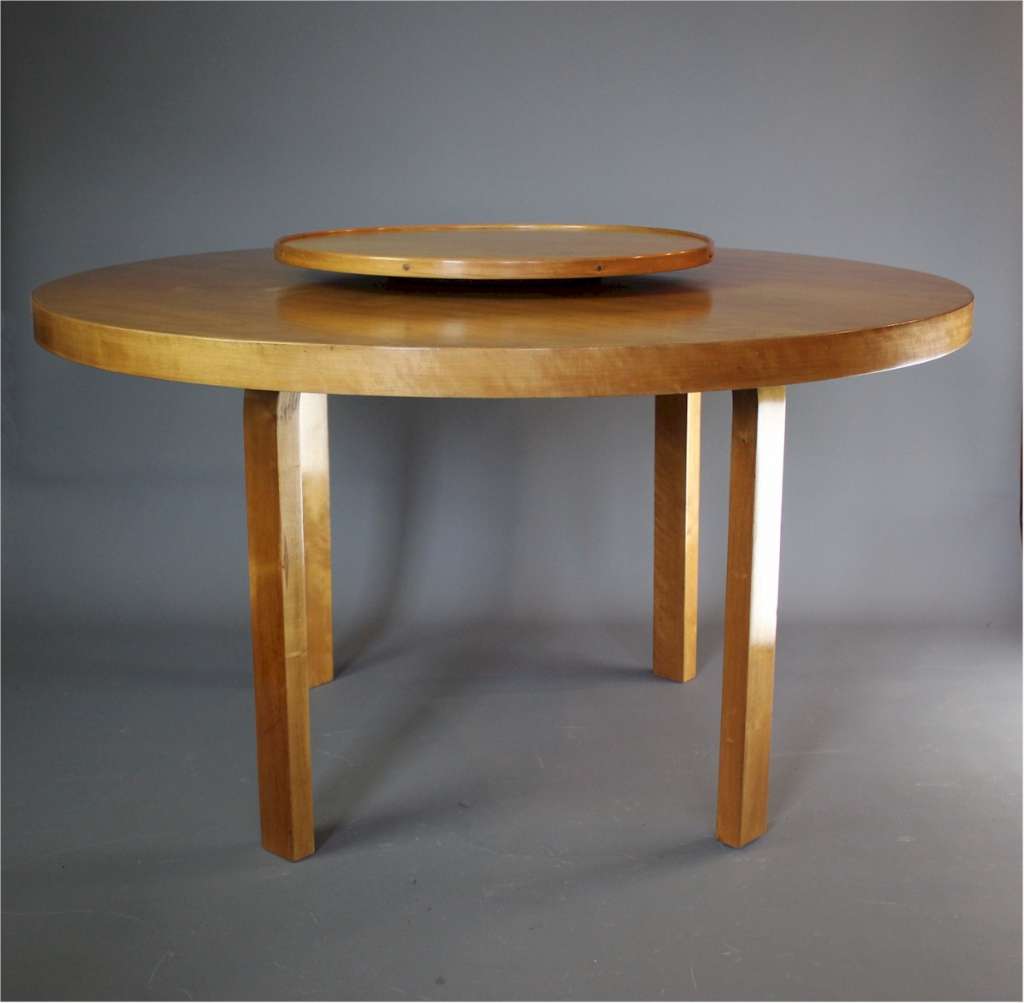 Alvar Aalto circular dining table with Lazy Susan by Finmar