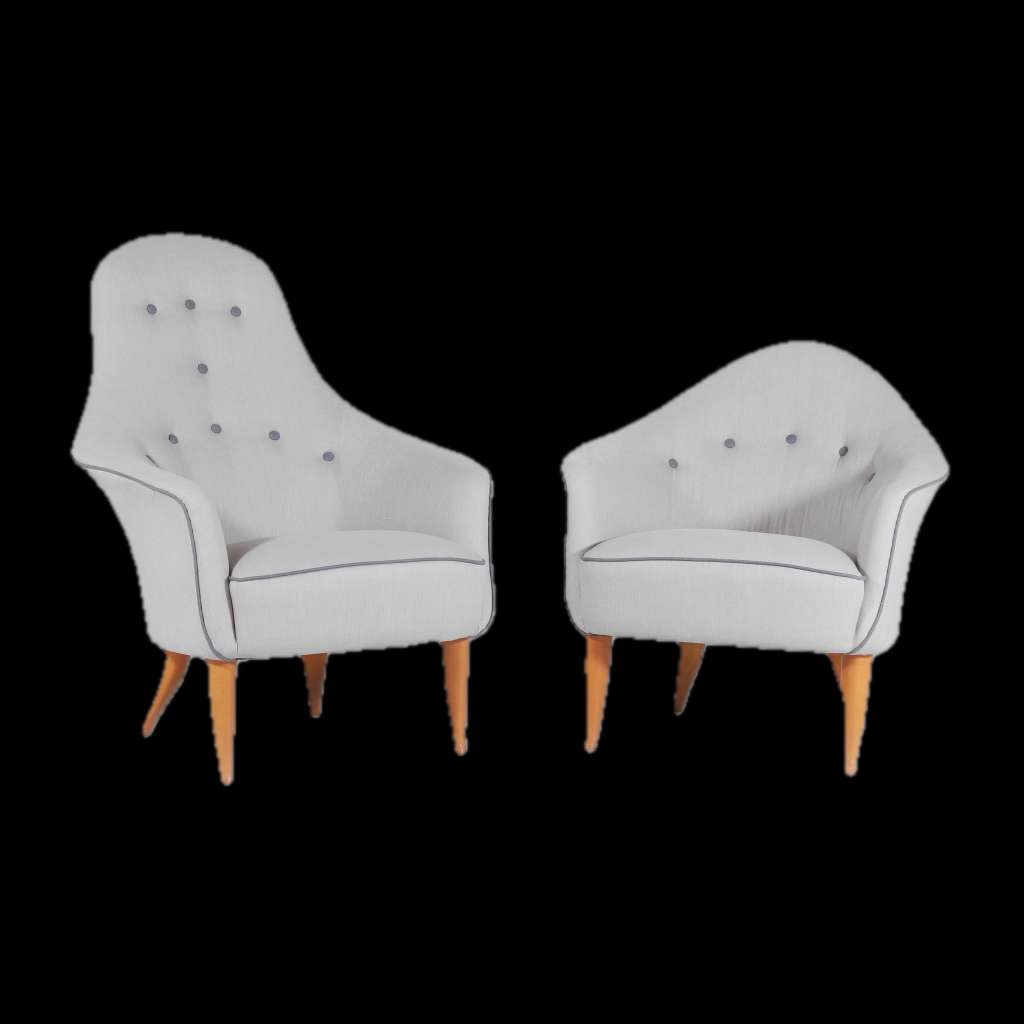  Pair Of Adam and Eve Swedish Armchairs By Kerstin Horlin Holmquist