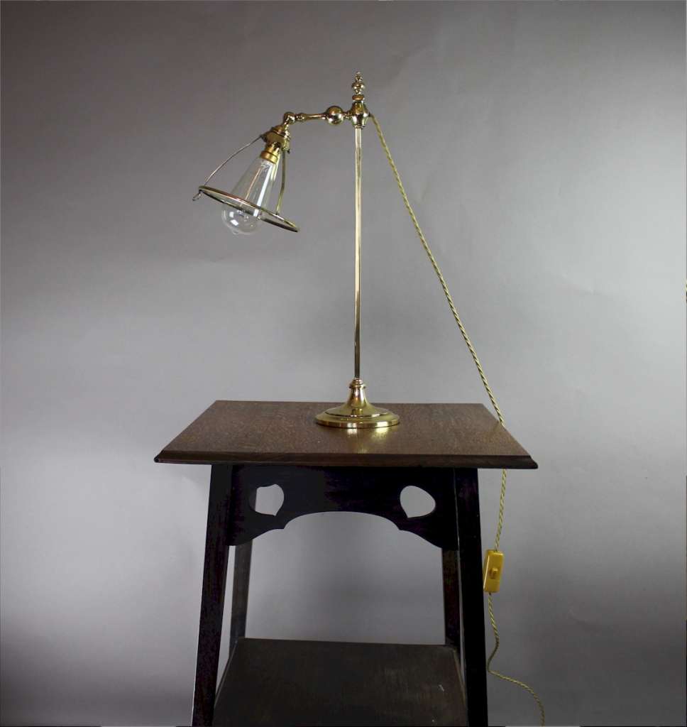 Arts and Crafts brass table lamp by Faraday and Sons