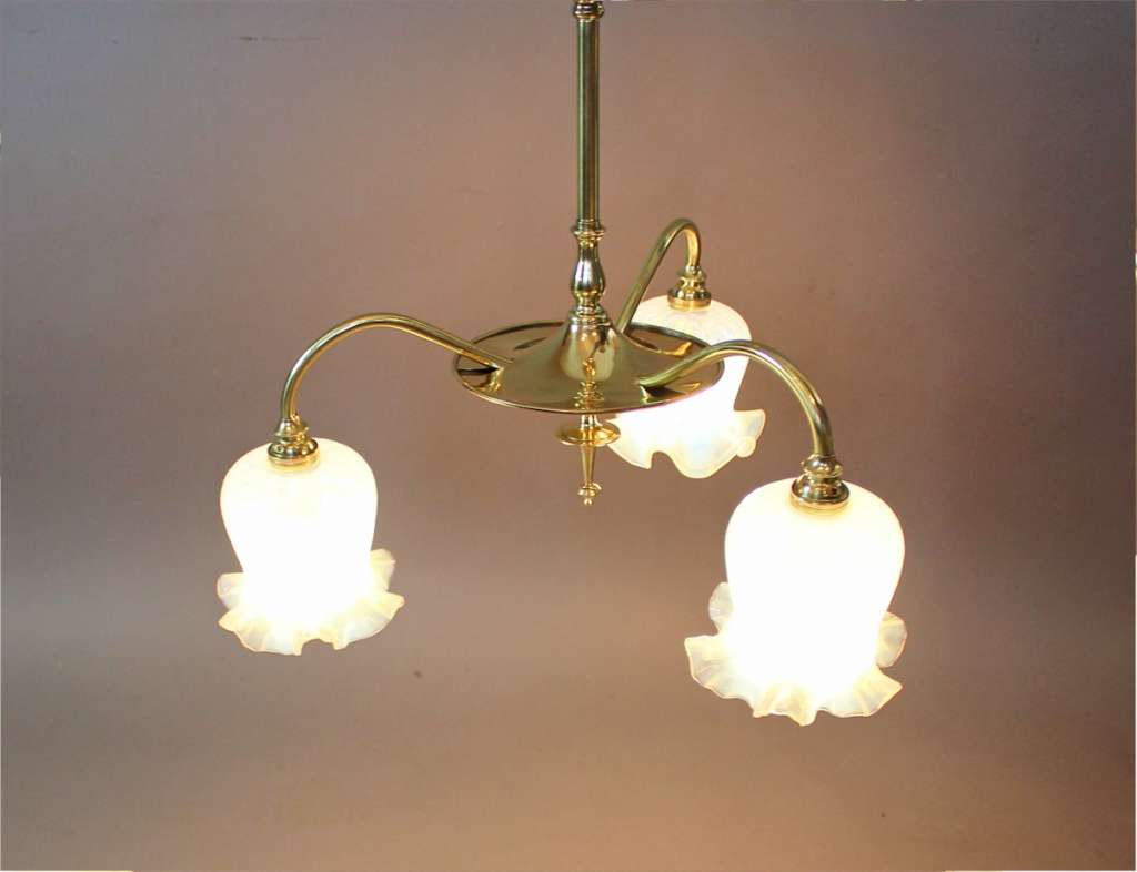 Elegant Art Nouveau brass ceiling light