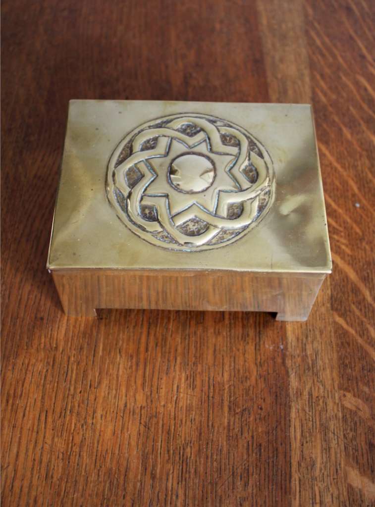 Brass Celtic knot arts and crafts casket Scottish School