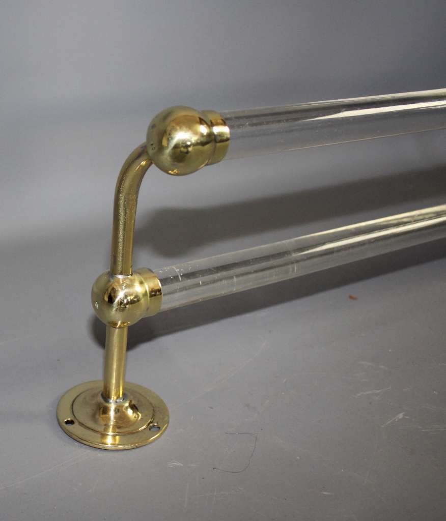 Antique Brass and Glass double towel rail.