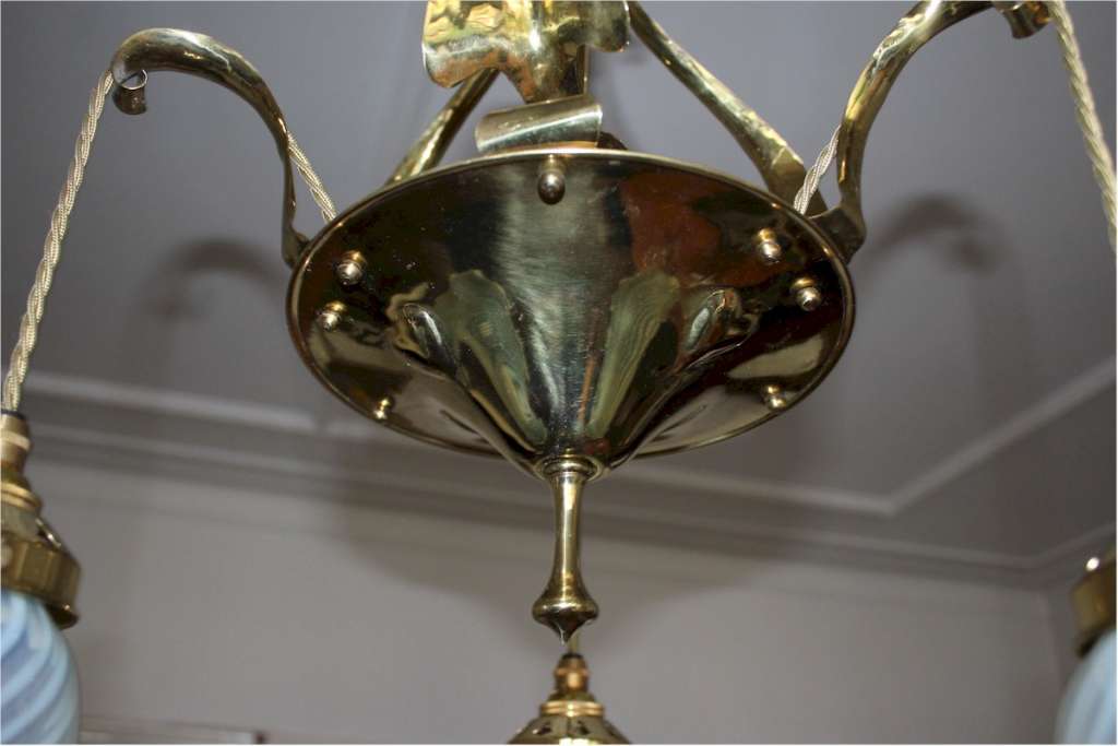 Brass Nouveau heart ceiling lamp