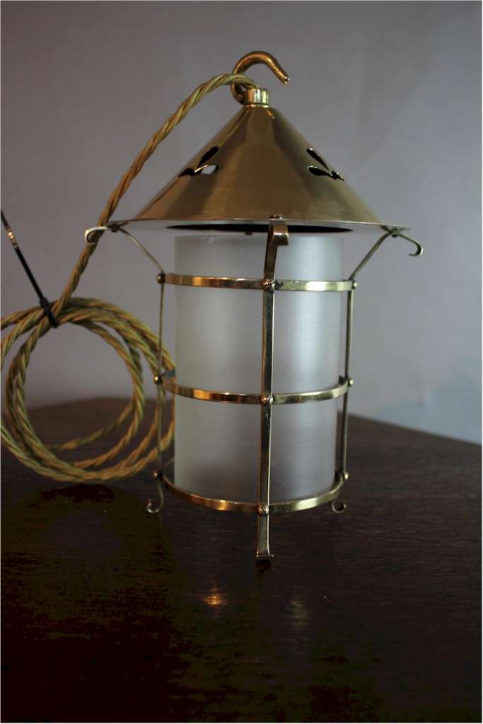 Arts and Crafts brass lantern polished