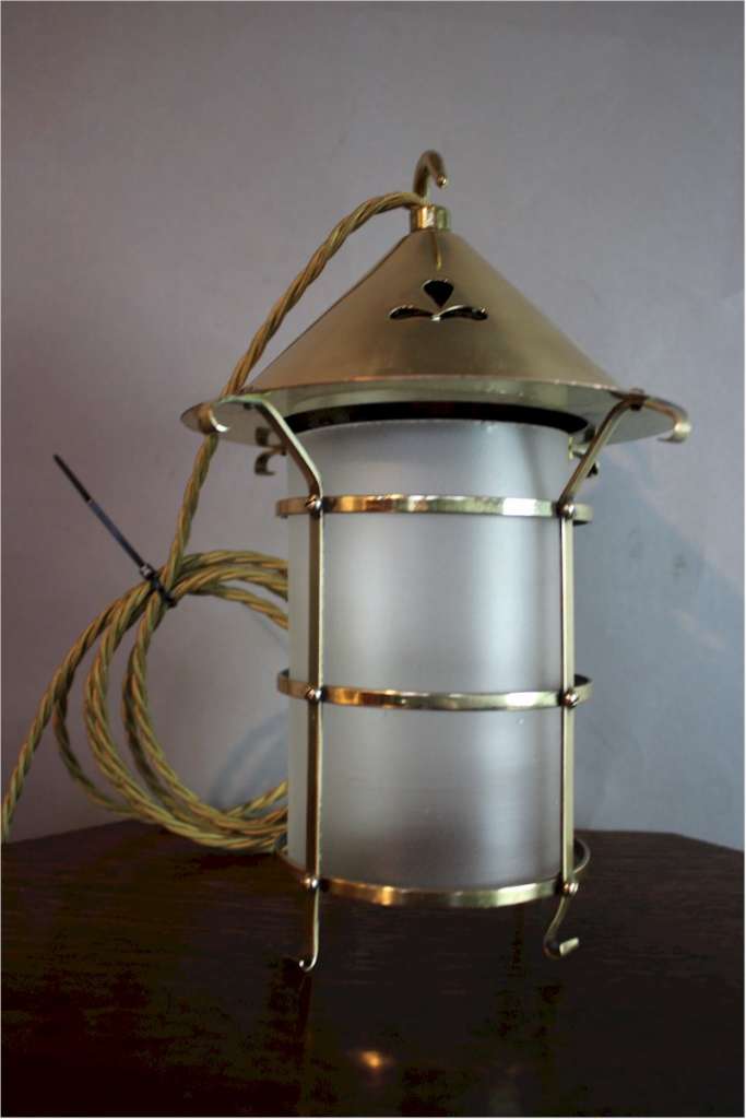Arts and Crafts brass lantern polished