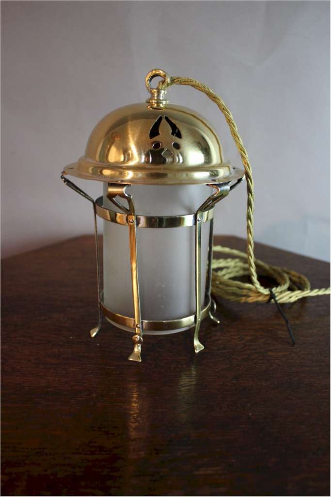 Arts and Crafts polished brass lantern