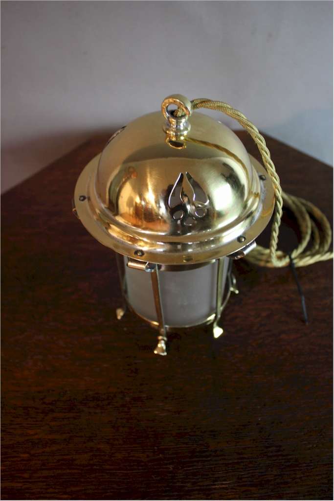 Arts and Crafts polished brass lantern