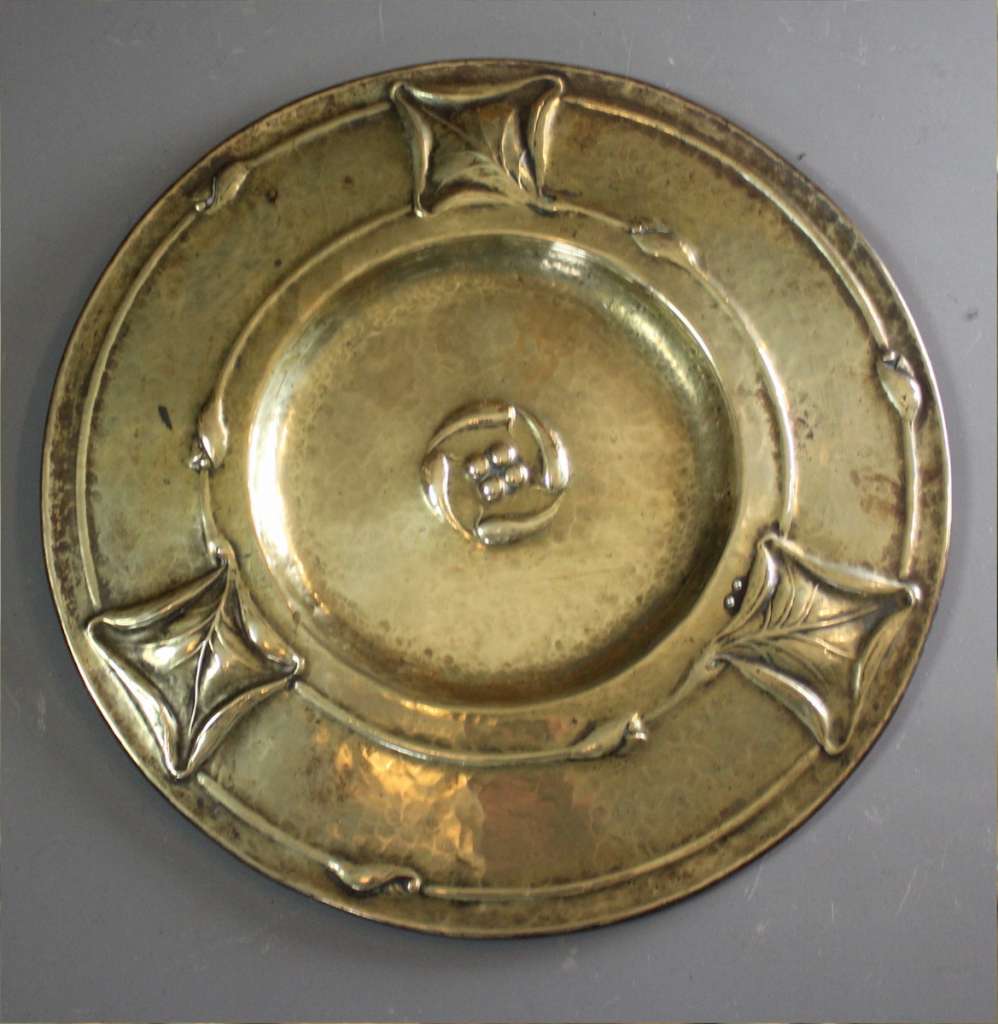 Arts and Crafts Glasgow School brass charger