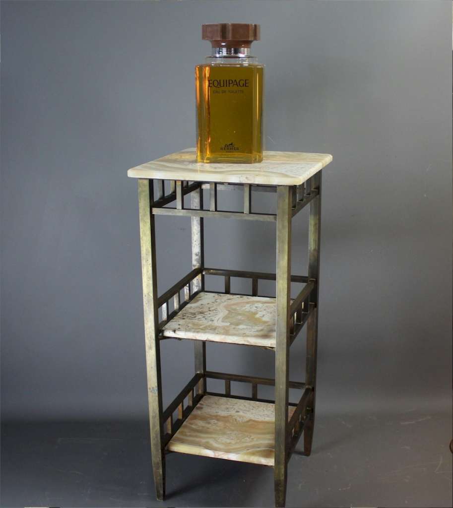 Classic Onyx Marble brass framed three tiered side table