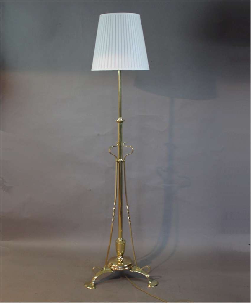 Arts and Crafts period brass adjustable standard / floor lamp