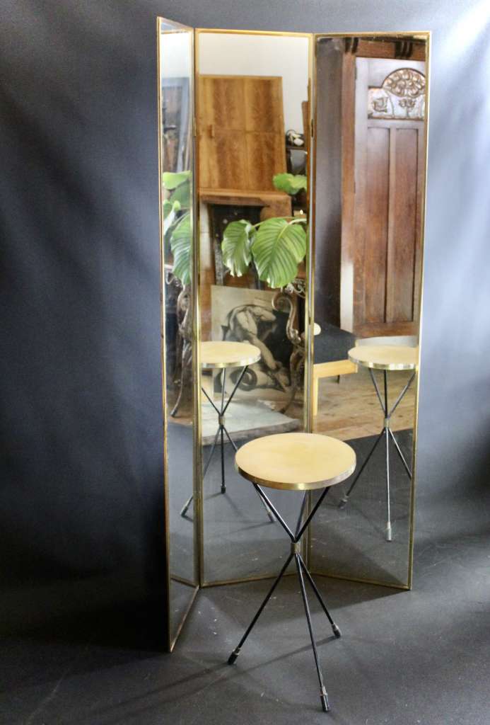 Vintage French Triptych folding mirror,