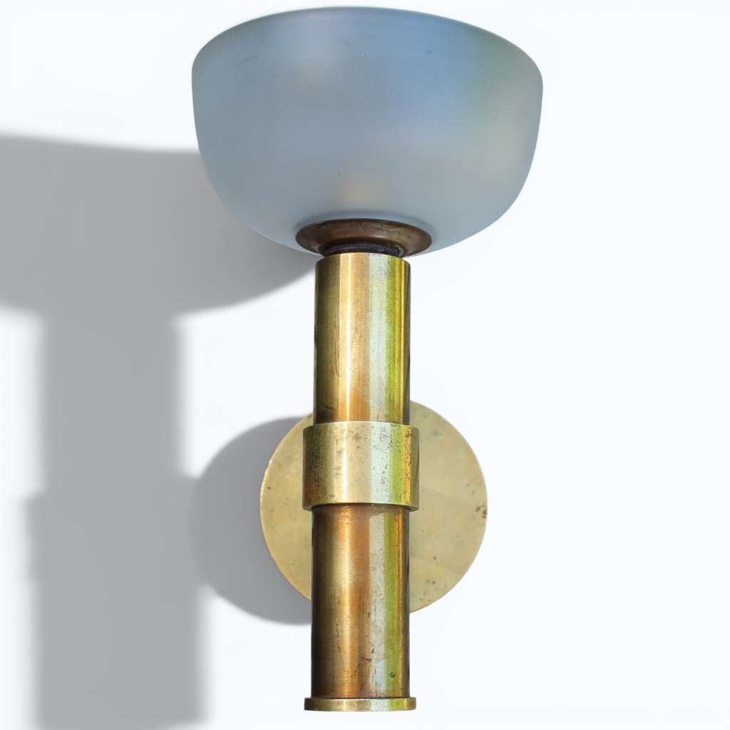 1940's brass wall lights with frosted shades