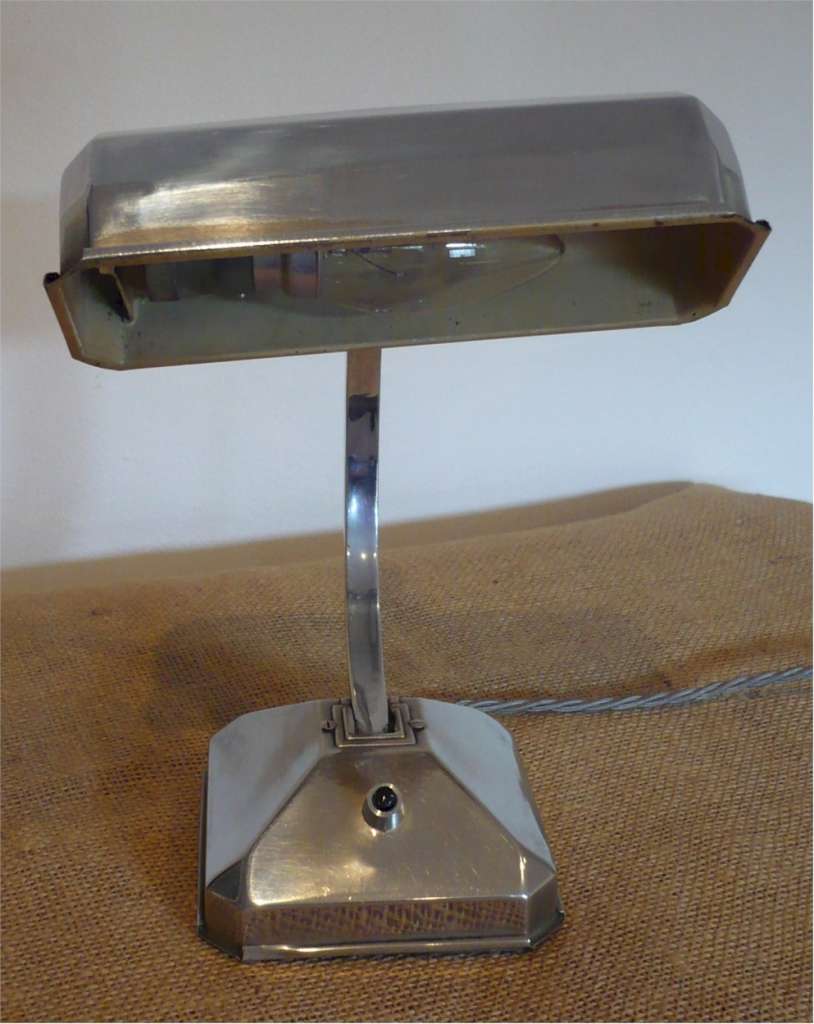 Small , French , Art Deco adjustable desk lamp in chrome