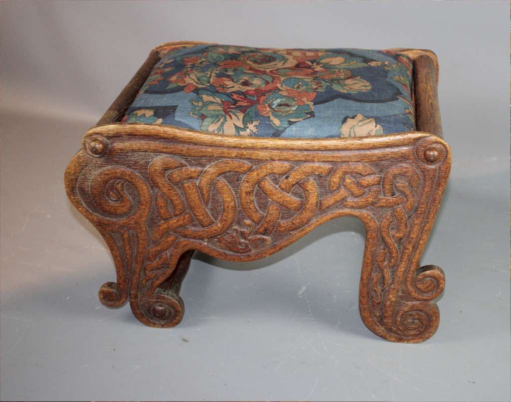 Celtic carved arts and crafts stool .Fivemiletown