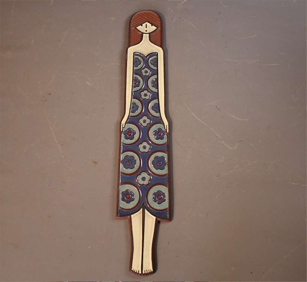 Scandinavian ceramic plaque of a girl