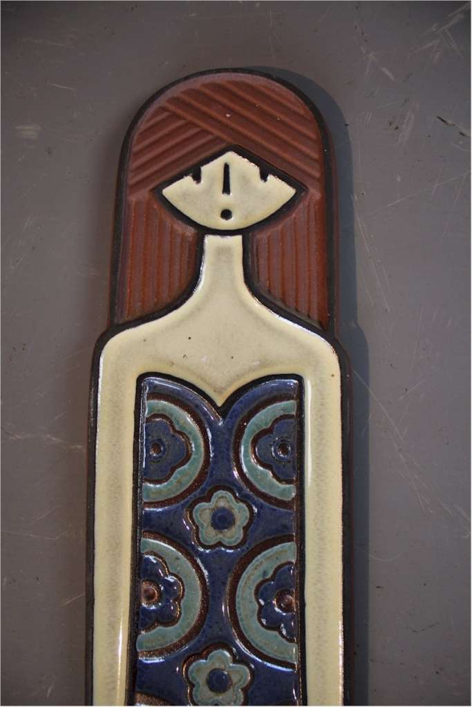 Scandinavian ceramic plaque of a girl