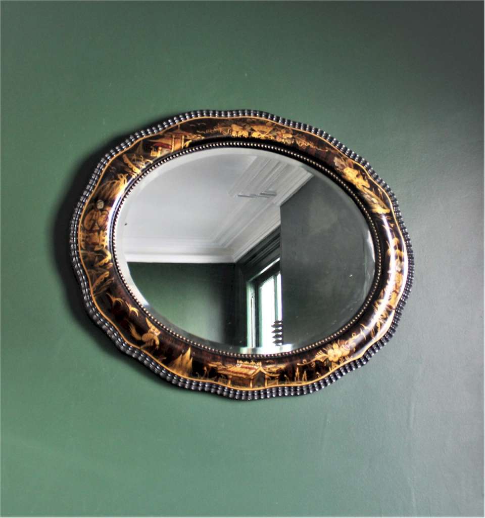 Chinoiserie oval mirror