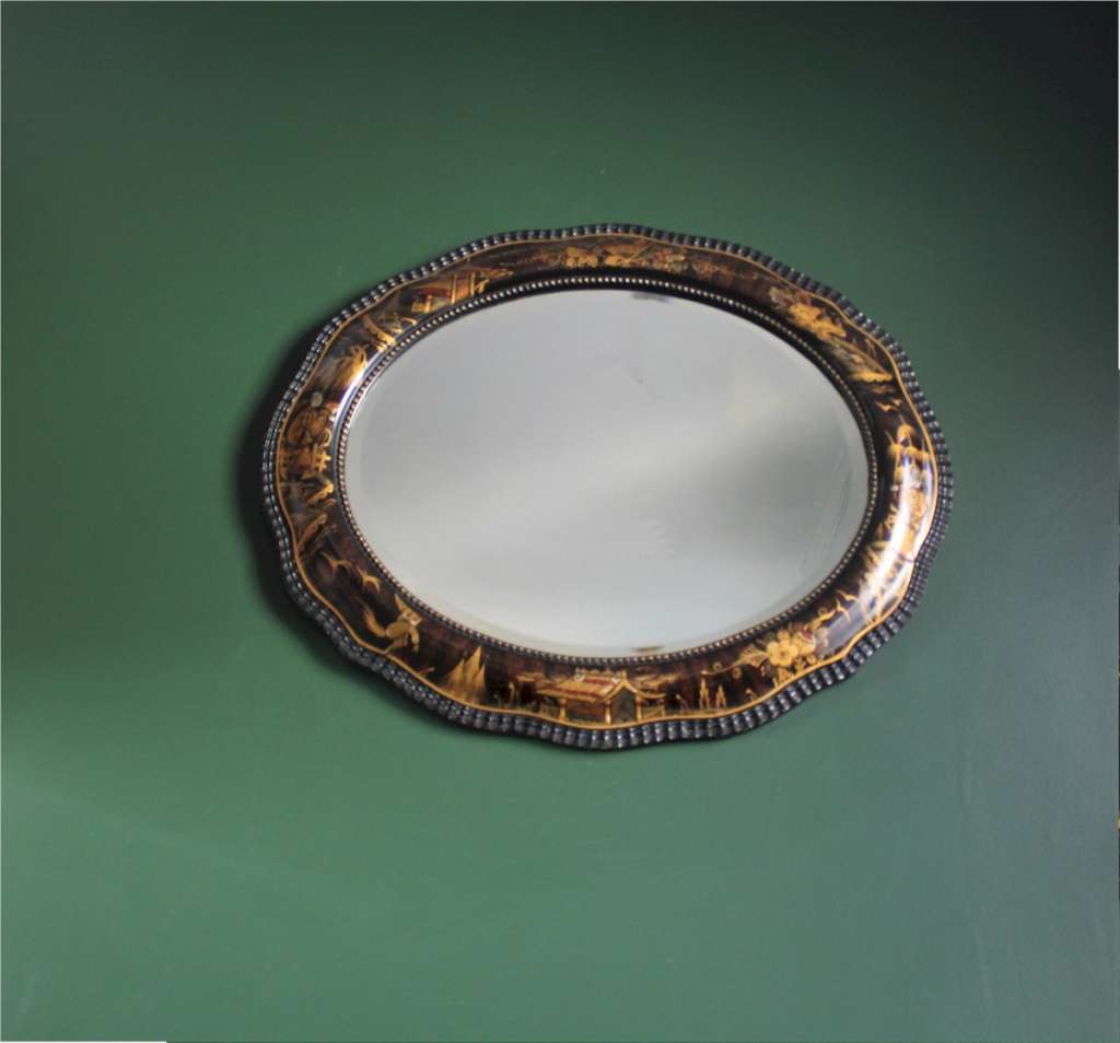 Chinoiserie oval mirror