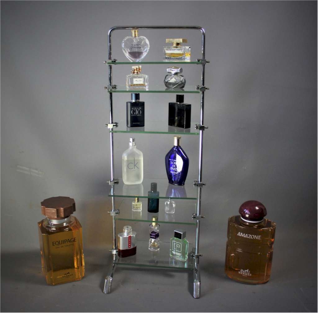 1930's shop display shelving stand in chrome