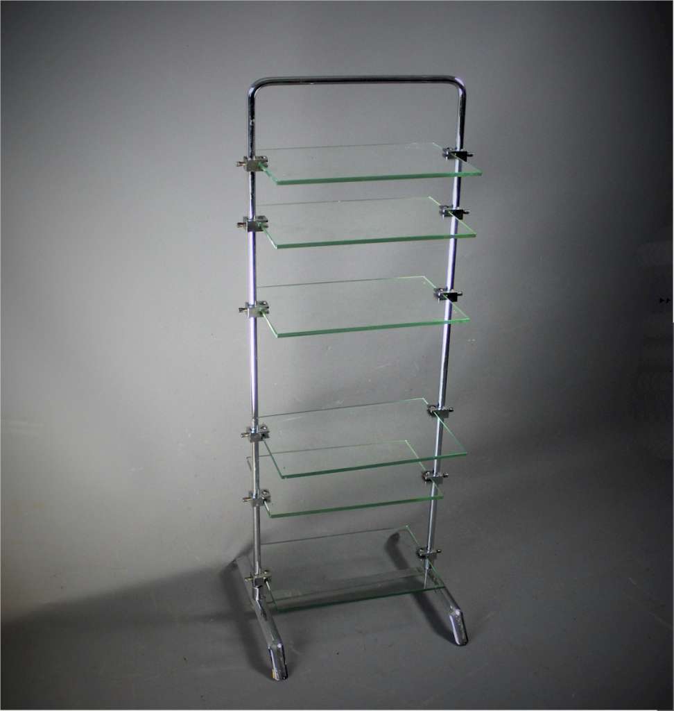 1930's shop display shelving stand in chrome