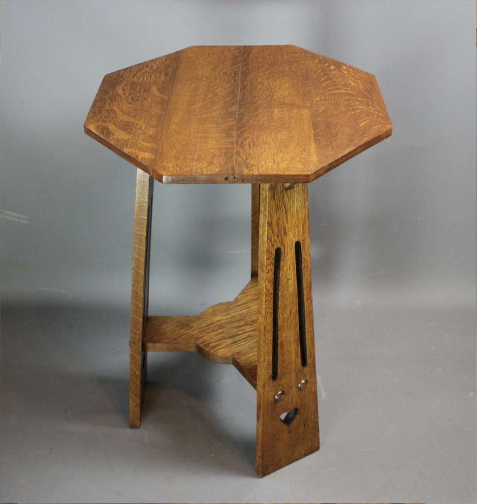 Classic arts and crafts three legged side table in oak