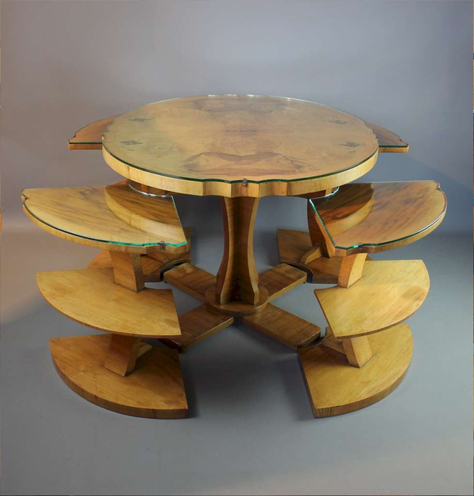 Art Deco walnut nest of 5 tables by Epstein