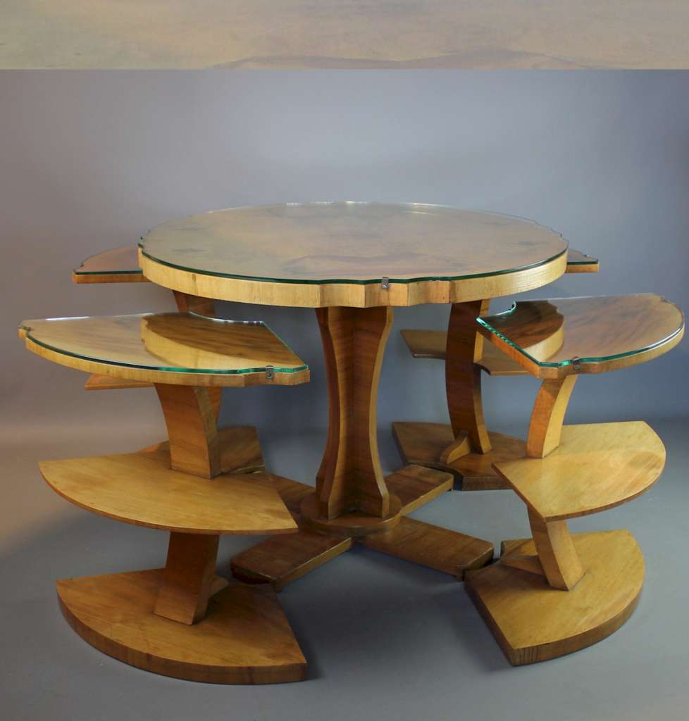 Art Deco walnut nest of 5 tables by Epstein