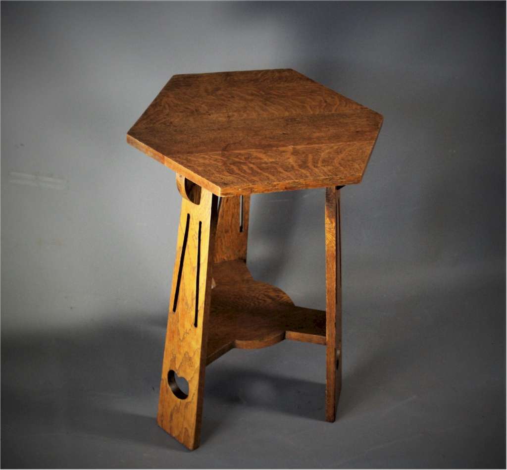 Arts and Crafts side table in oak