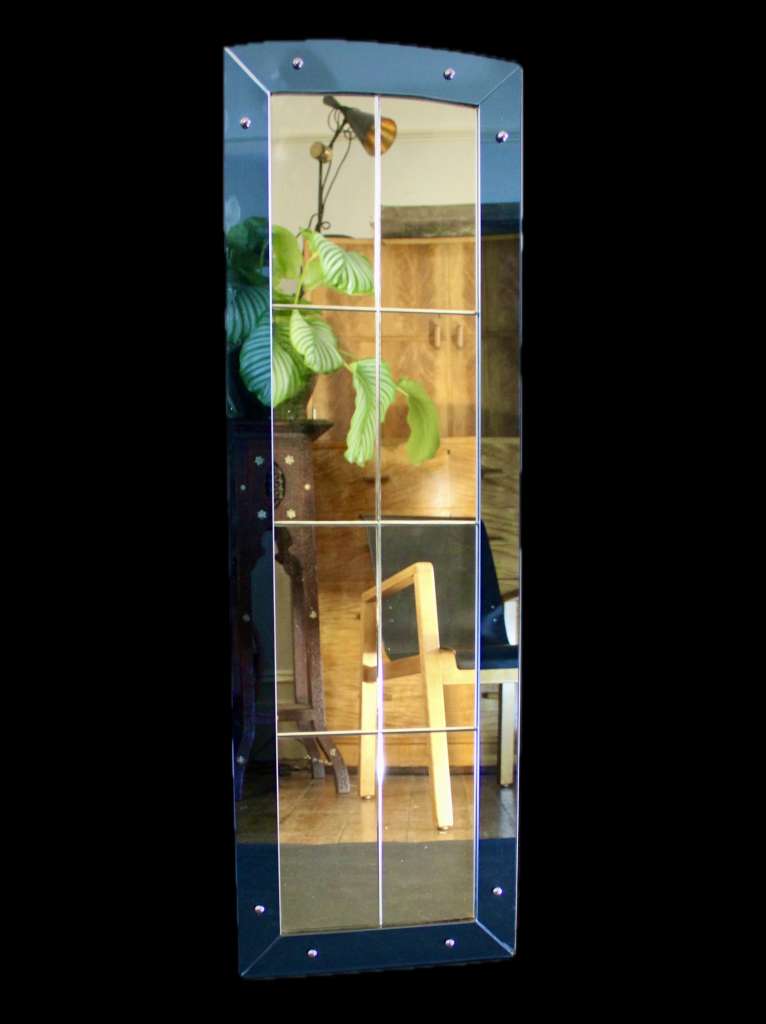  Art Deco Cobalt Blue framed wall mirror