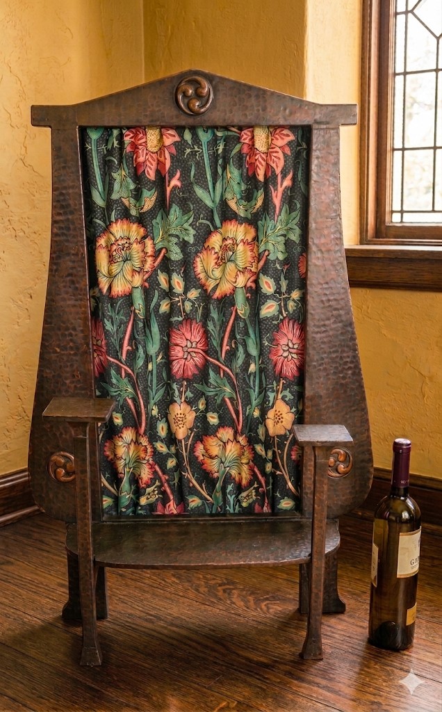 Hammered copper firescreen Celtic roundels