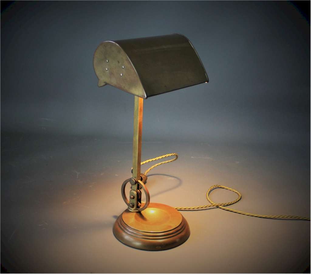 British 1930's brass bankers lamp