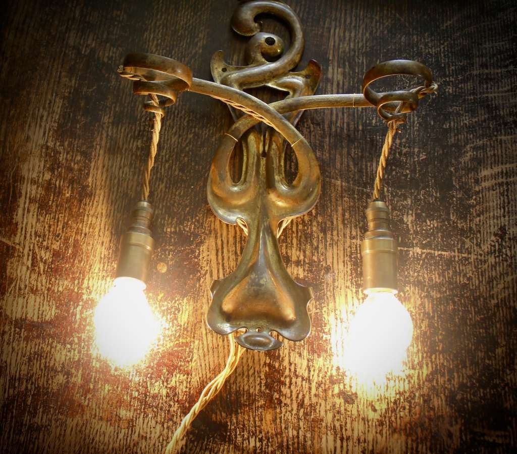  Arts and Crafts copper twin armed wall light